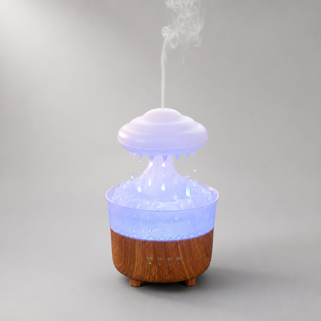 Rain Cloud Humidifier with Falling Raindrops, Mood Lights and Remote